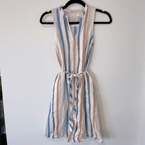 A new day striped tie waist shirt dress size xs